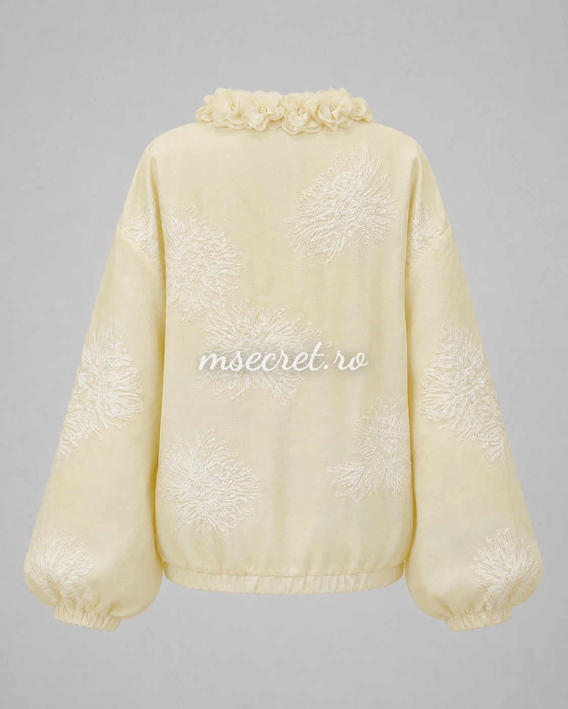 Cream jacket with 3D flowers and pearls