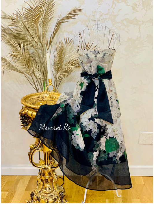 Rochie midi din in cu bretele