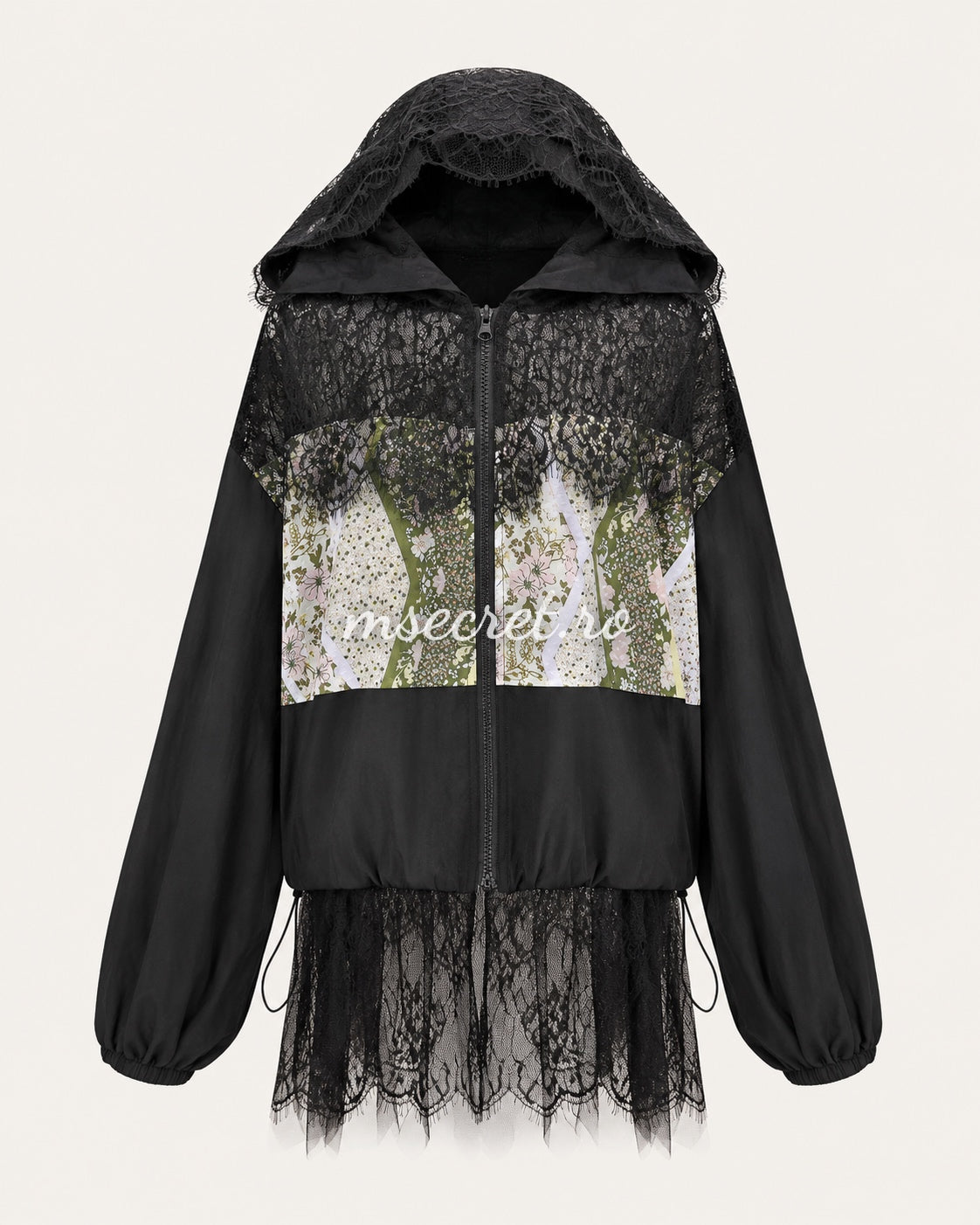 Black lace jacket with hood