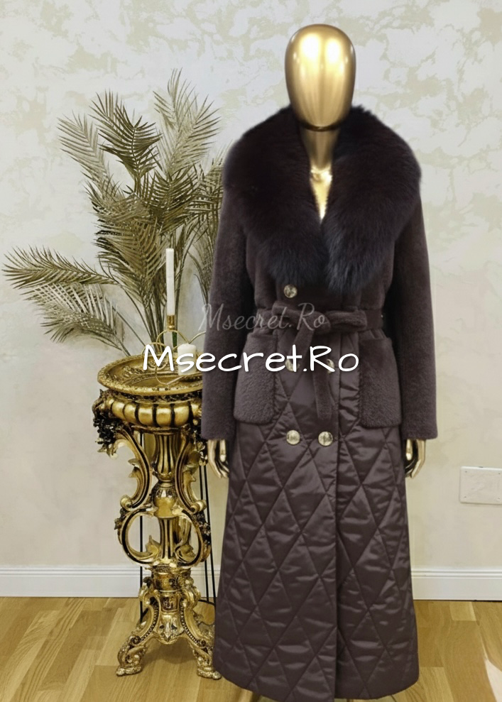 Jacket with fox fur, alcantara, and quilted inserts