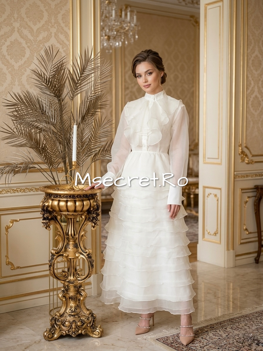 White organza set with blouse and skirt
