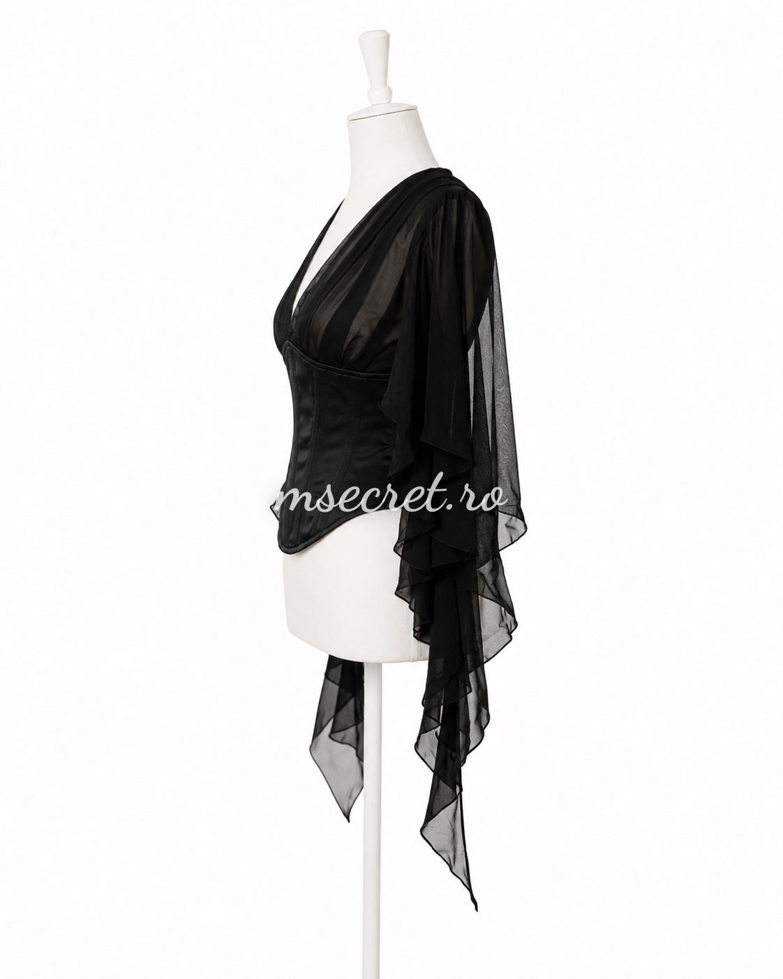Corset negru cu maneci vaporoase ample