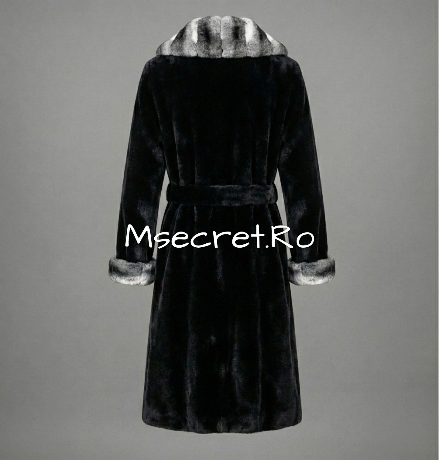Alcantara fur coat with chinchilla collar and cuffs