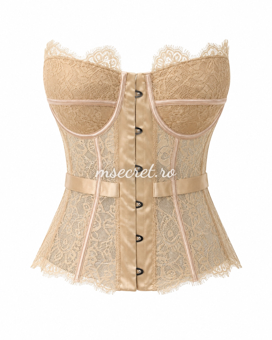 Beige lace corset with cups