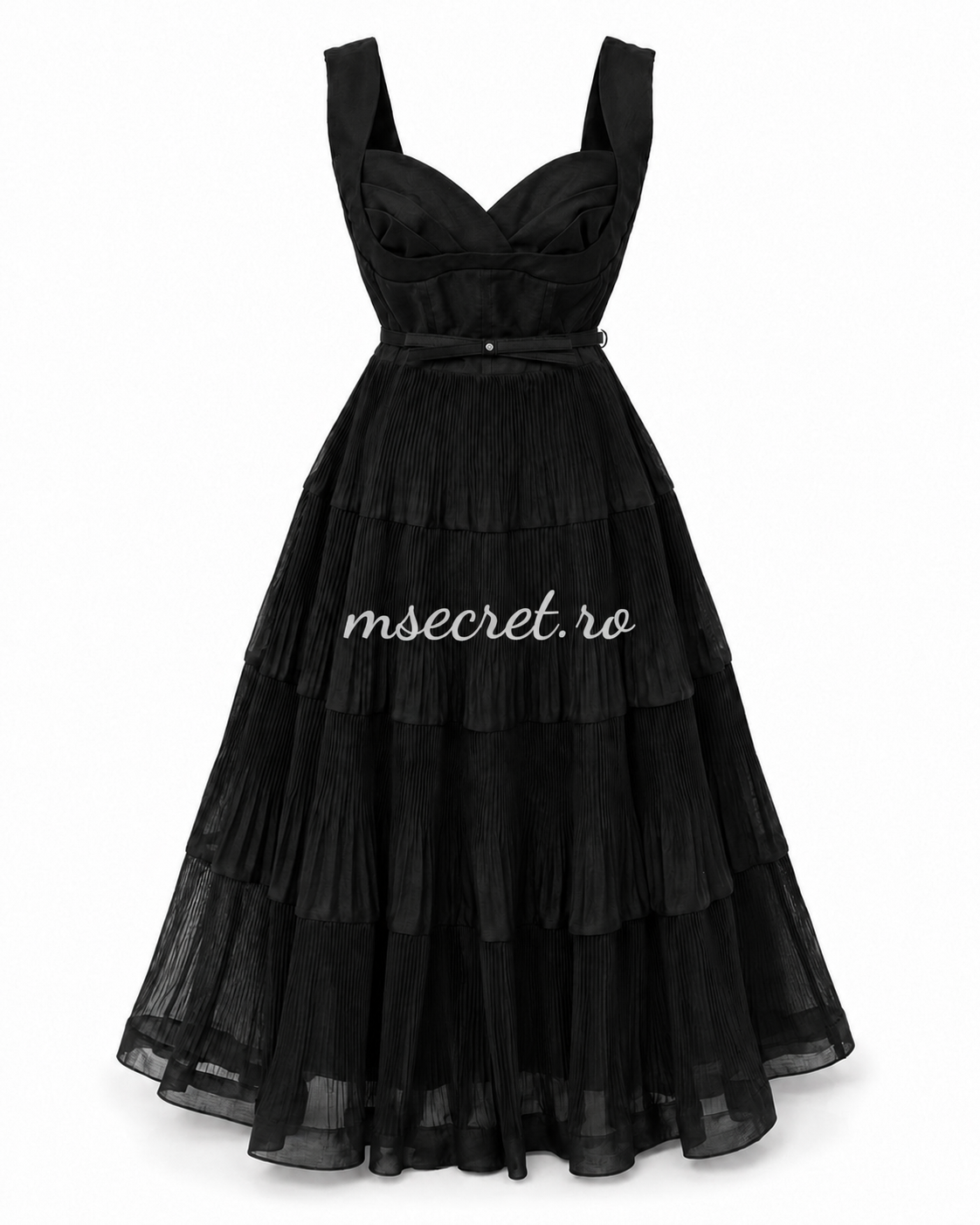 Rochie midi din in neagra