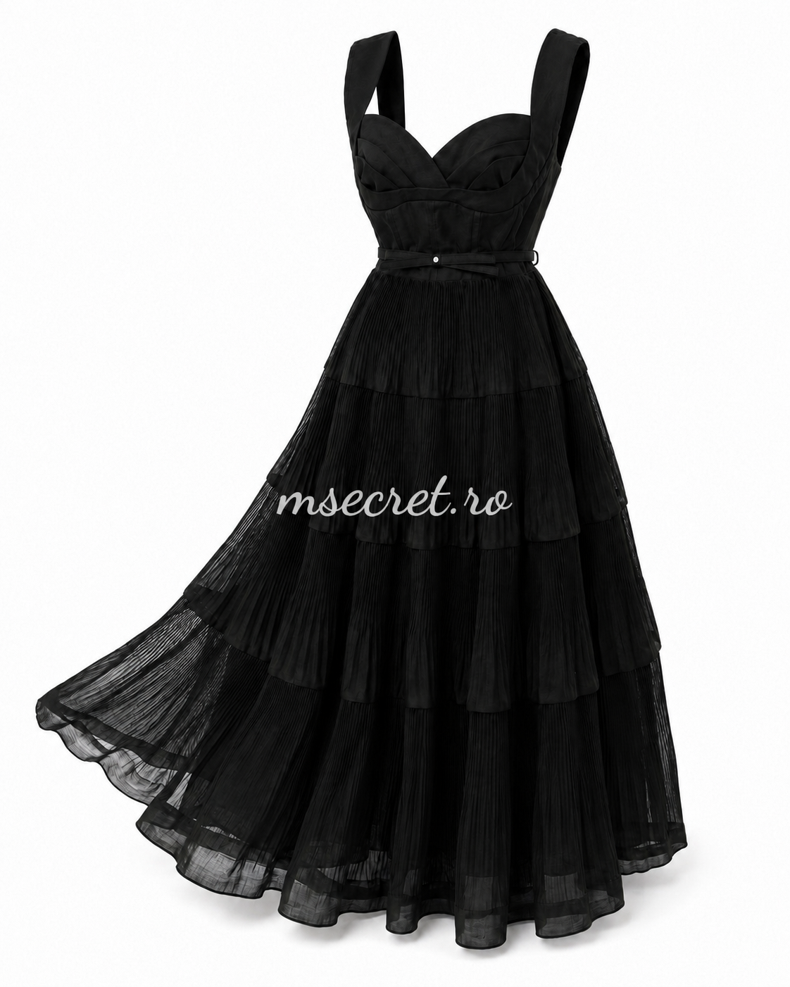 Rochie midi din in neagra