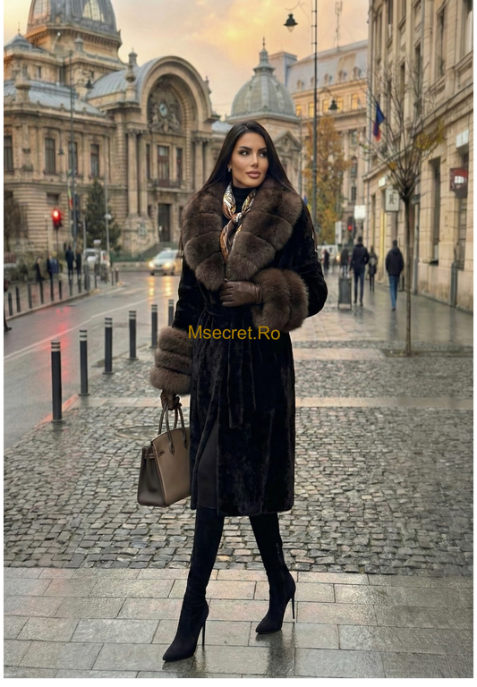 Haina de Blana naturala de vulpe cu Alcantara