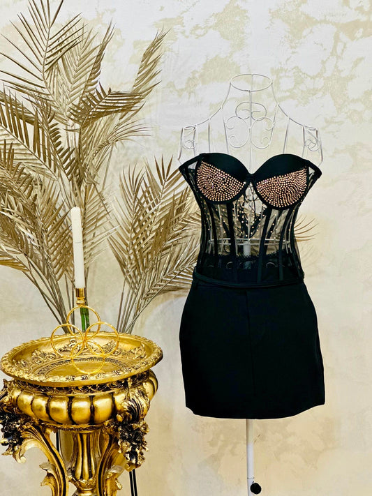 Corset negru cu pietre