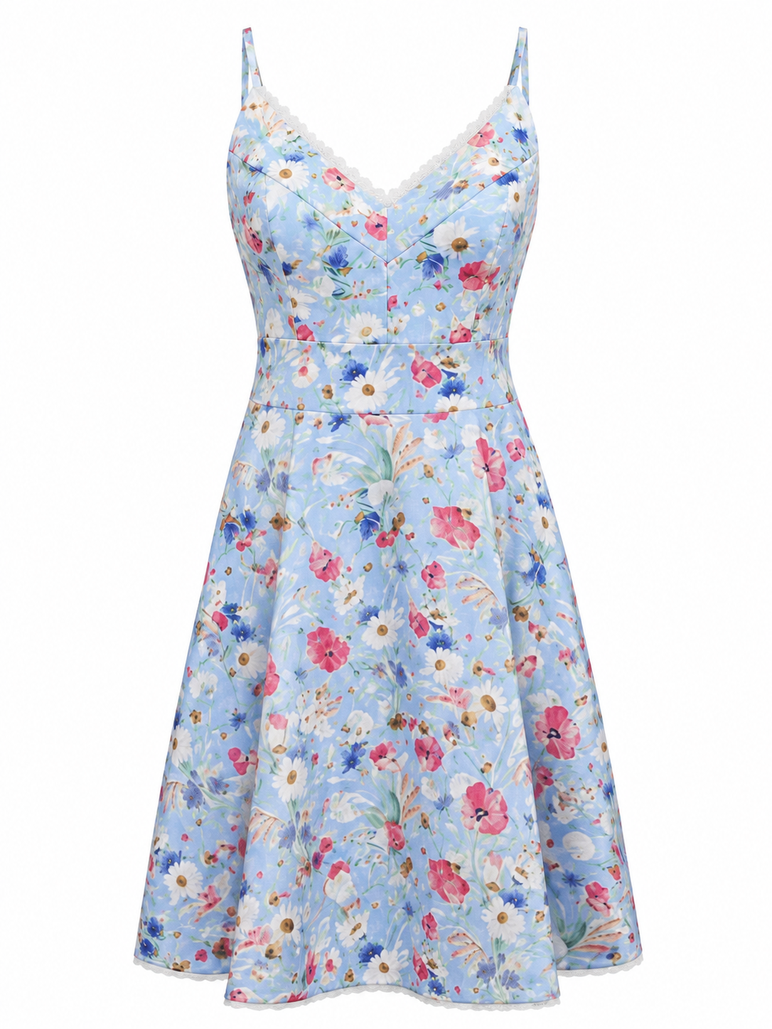 Rochie florala midi cu bretele fine