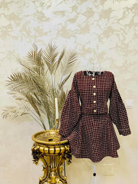 Compleu din tweed cu sacou si rochie