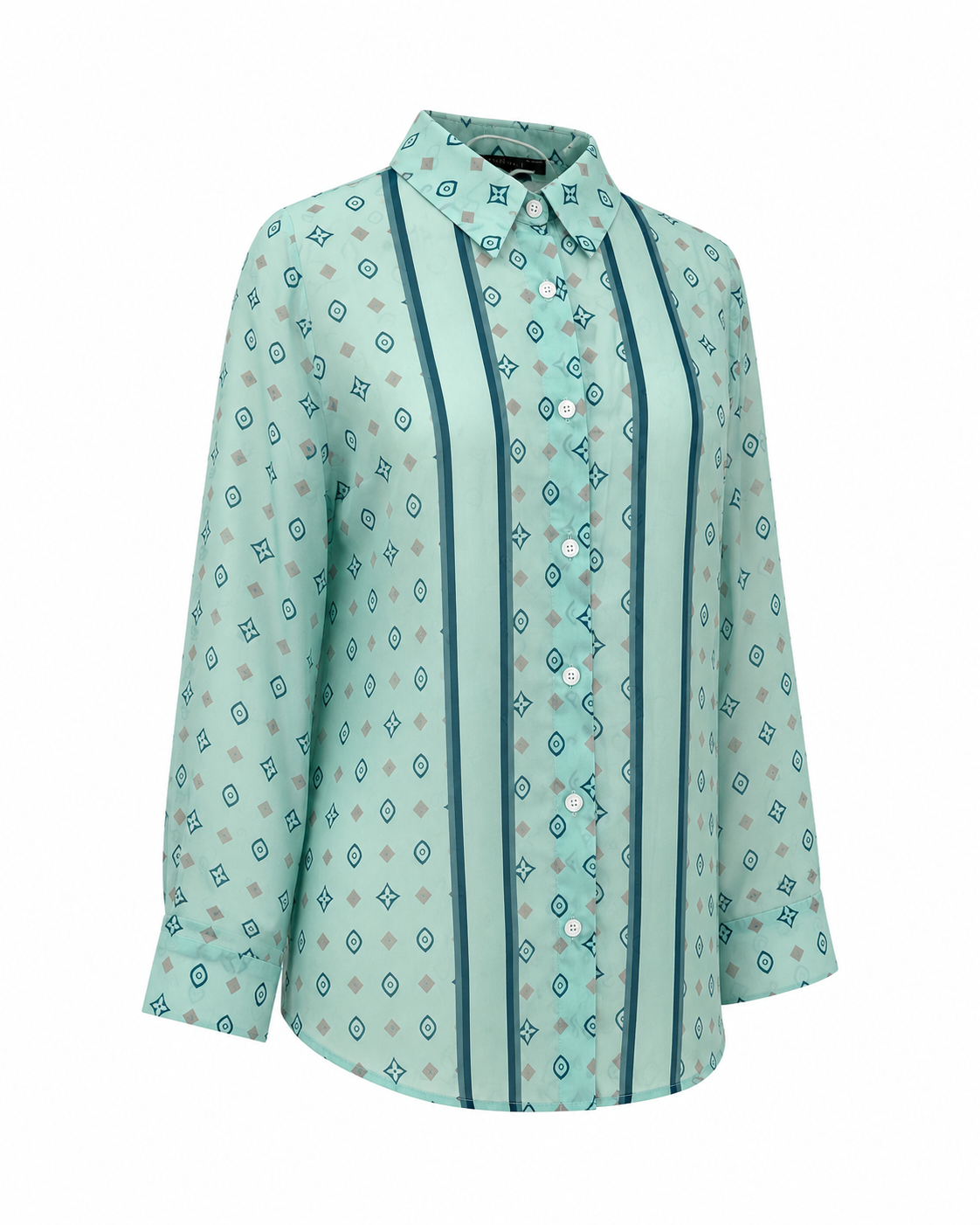 Compleu elegant verde mentă cu imprimeu