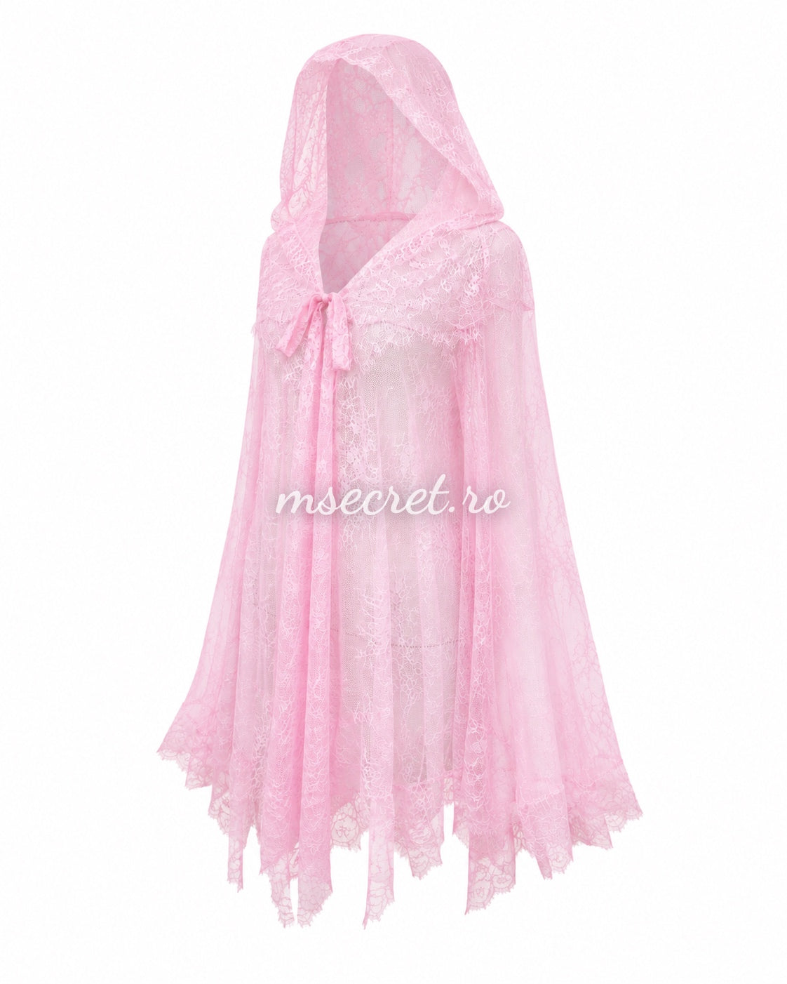 Pink lace shirt with hood