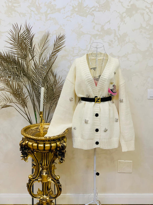 Cardigan din lana cu pietre