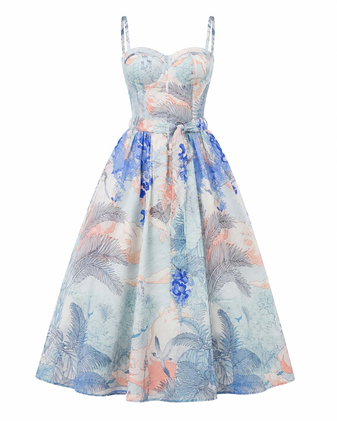 Rochie midi din in cu imprime