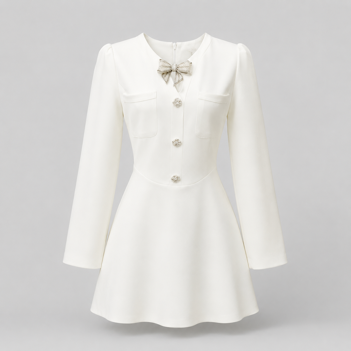 Rochie scurta alba cu pietre Mona