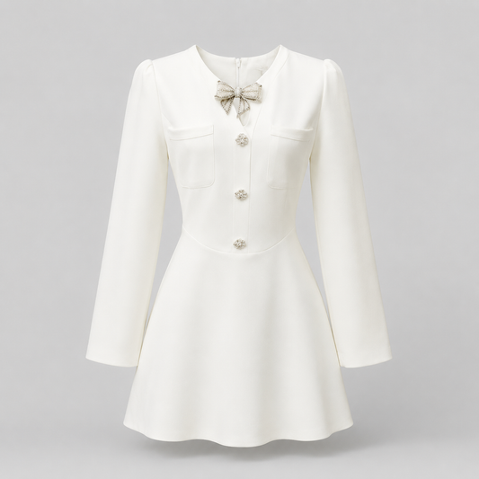 Rochie scurta alba cu pietre Mona