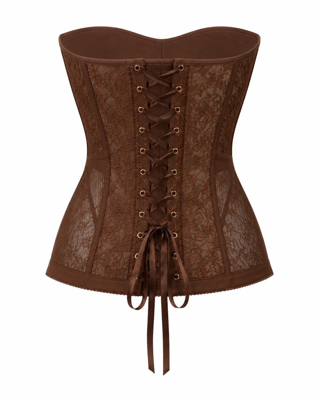 Corset maro din dantela cu cupe
