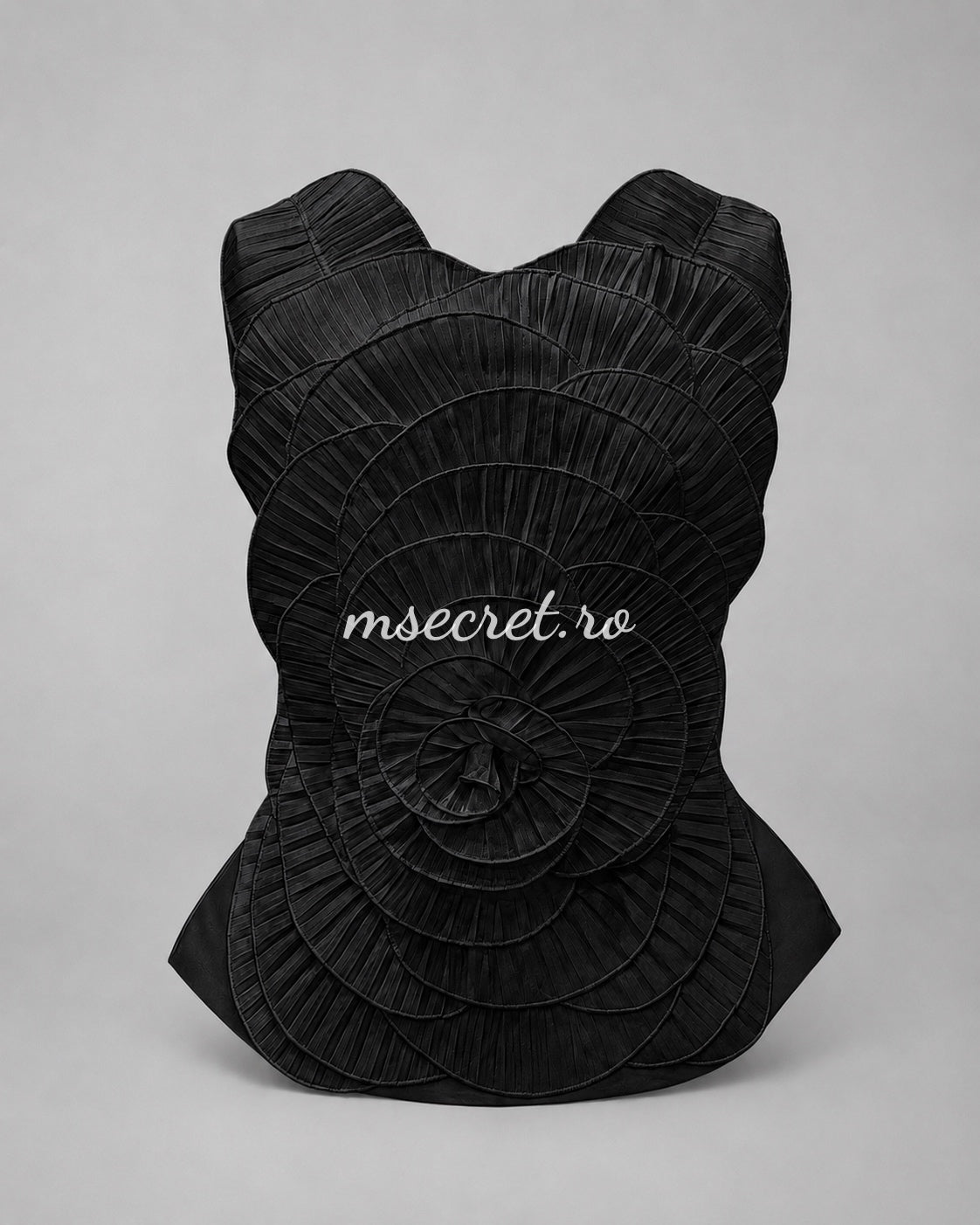 Elegant black top with 3D flower and pleats – sophisticated occasion corset