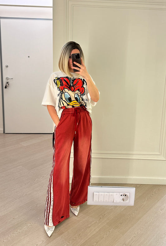 Tricou alb cu modele din bumbac