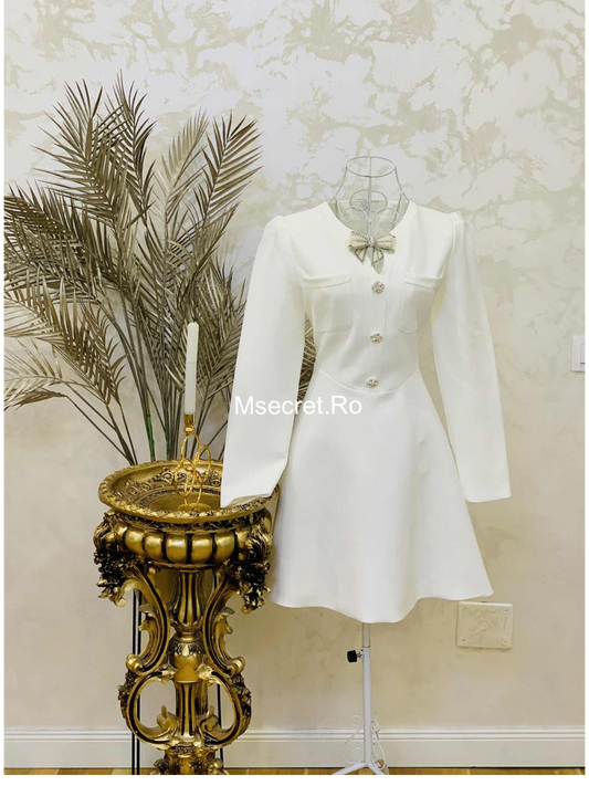Rochie scurta alba cu pietre Mona