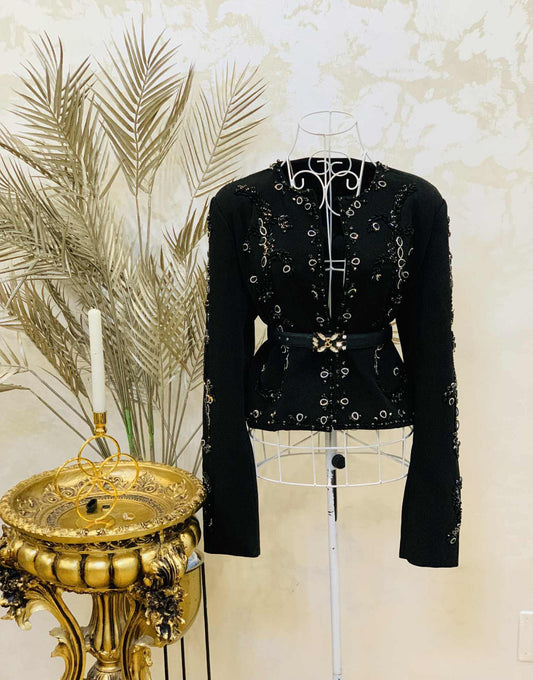 Sacou negru cu pietre