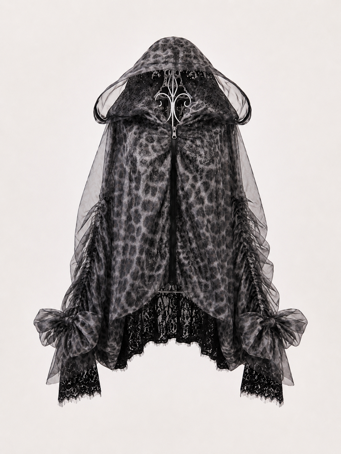Jacket with lace print and hood