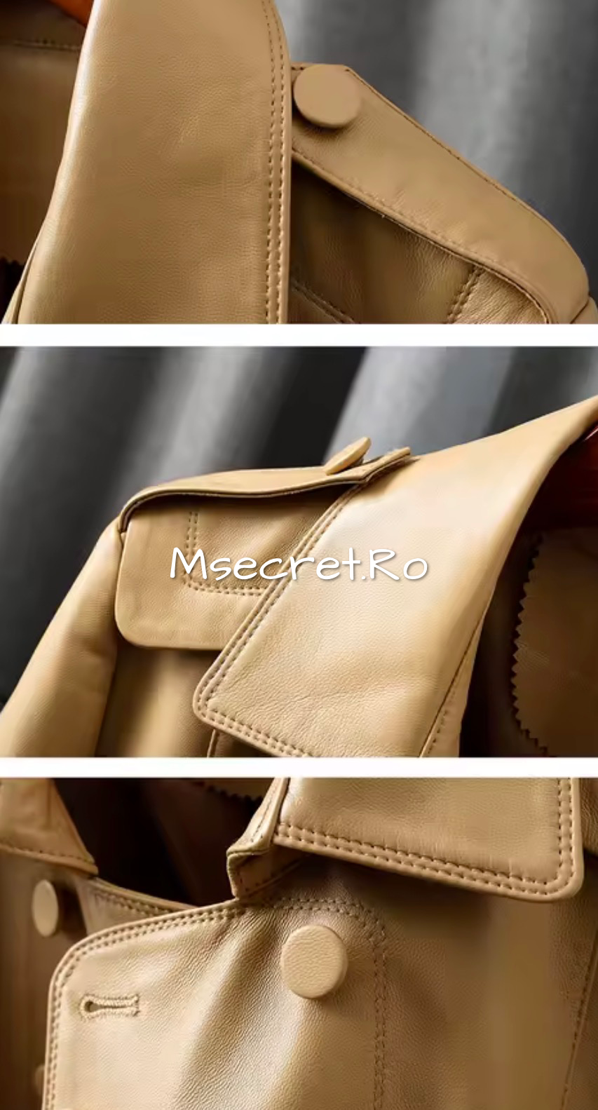 Geaca din piele naturala bej