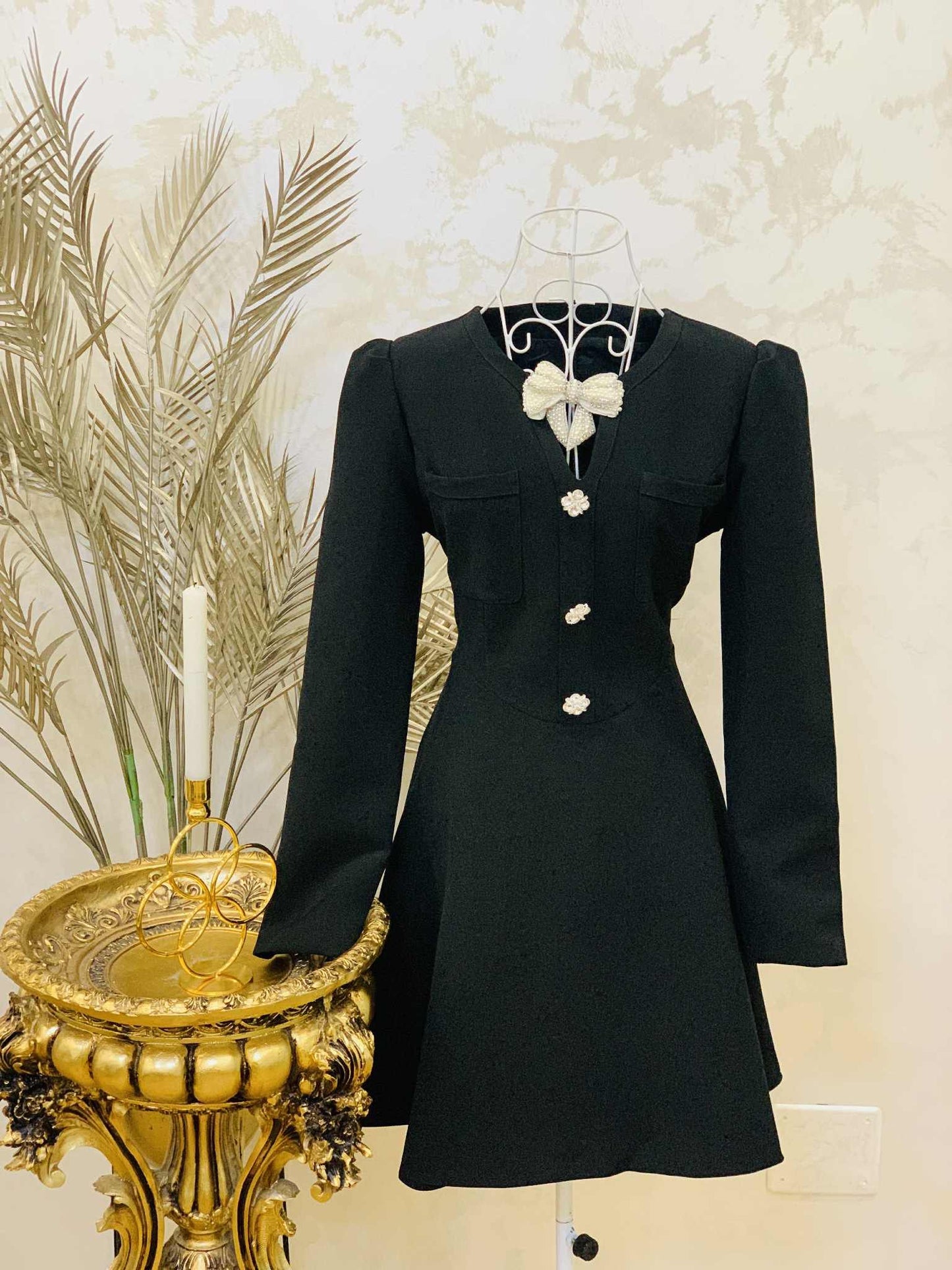 Rochie scurta neagra cu pietre Mona