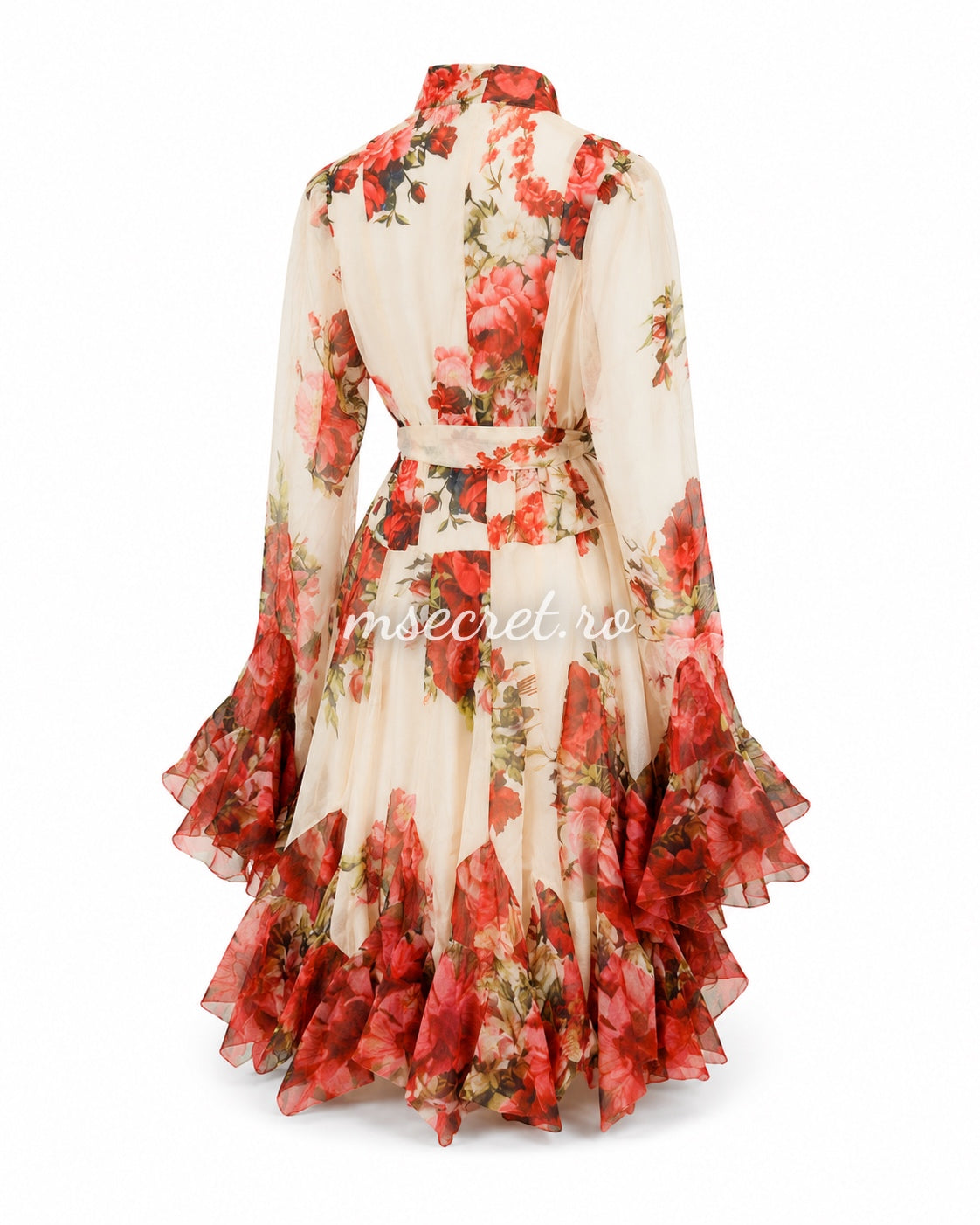 Rochie vaporoasa cu imprimeu floral Rosa