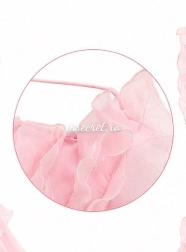Elegant pink midi dress with organza ruffles