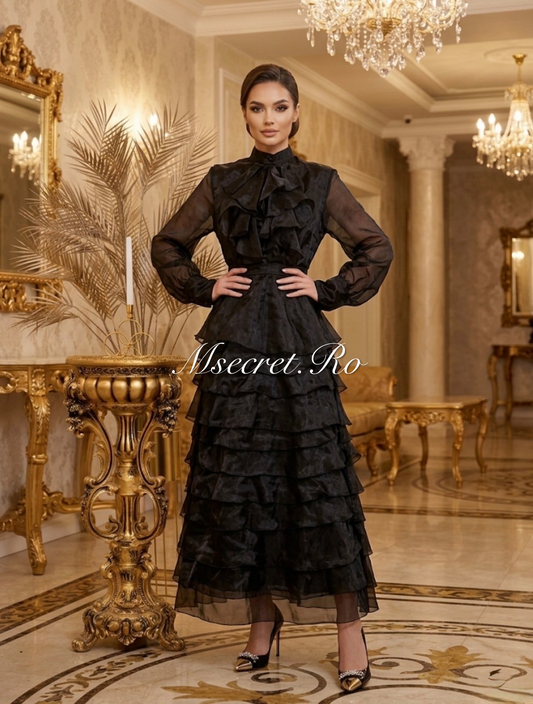 Black organza set with top and skirt