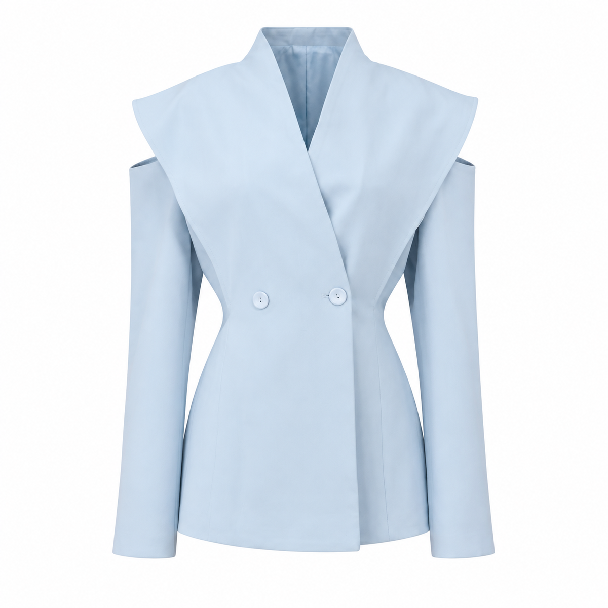Sacou blue elegant cu umeri structurati