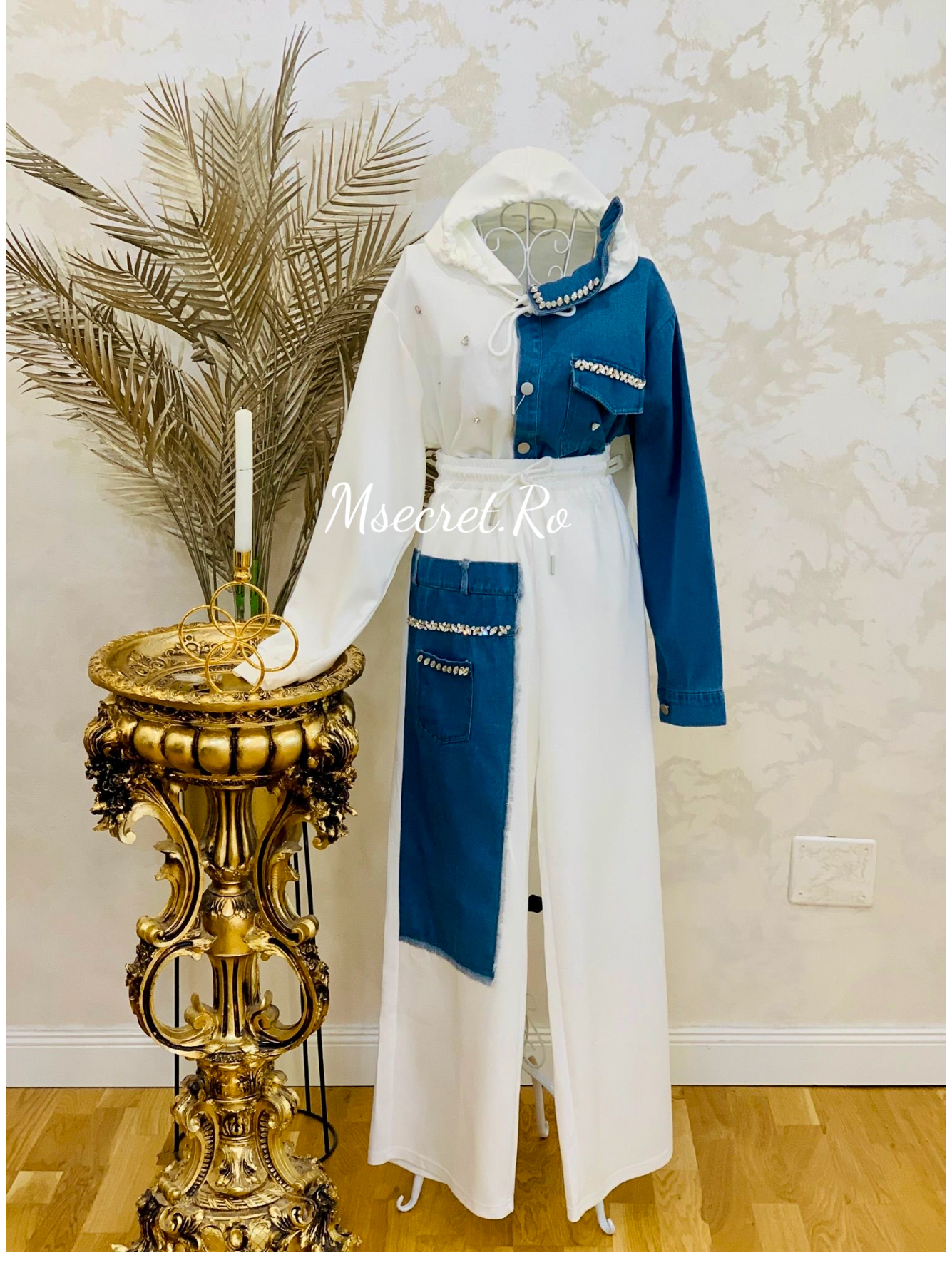 Compleu denim cu pantaloni lungi