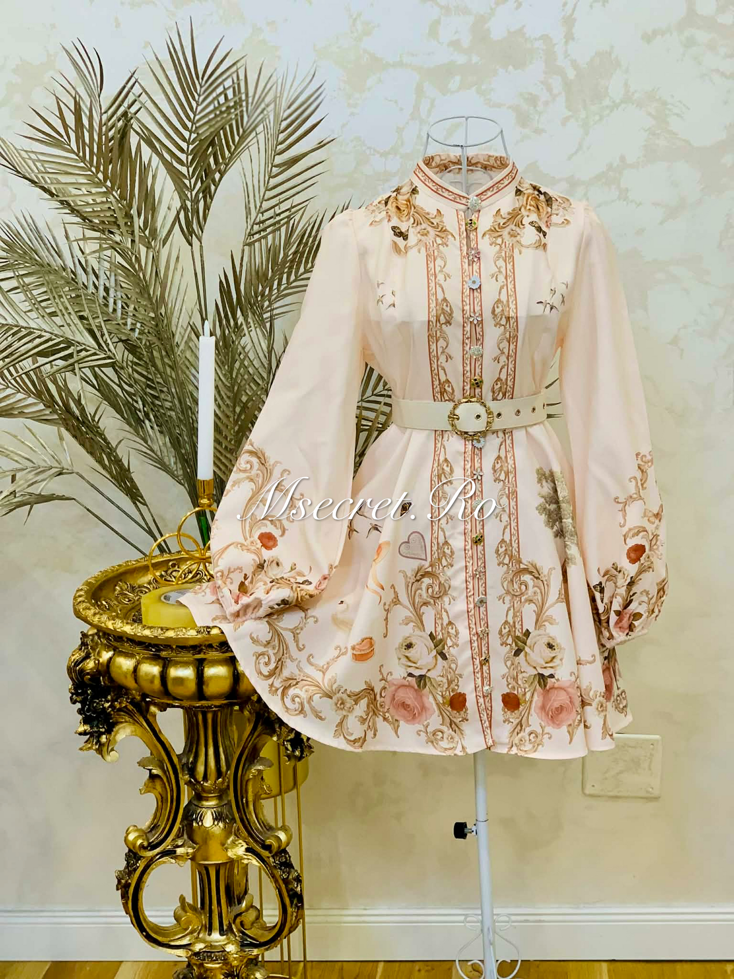 Rochie cu imprimeu floral baroc