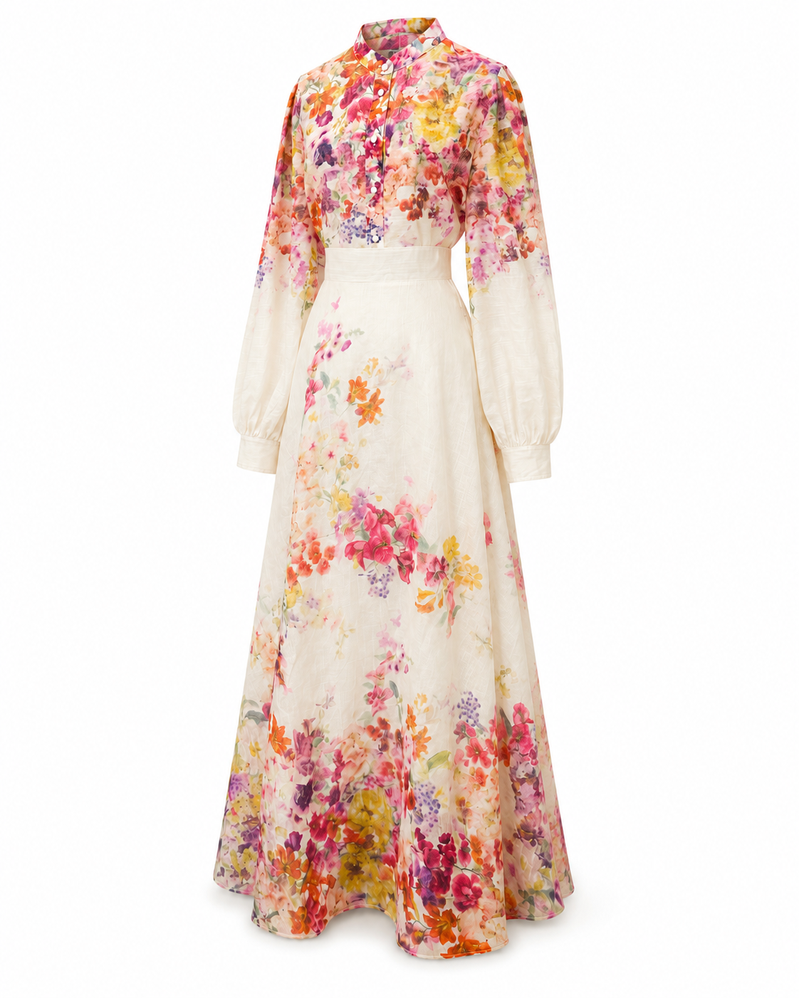 Compleu maxi din in cu imprimeu floral