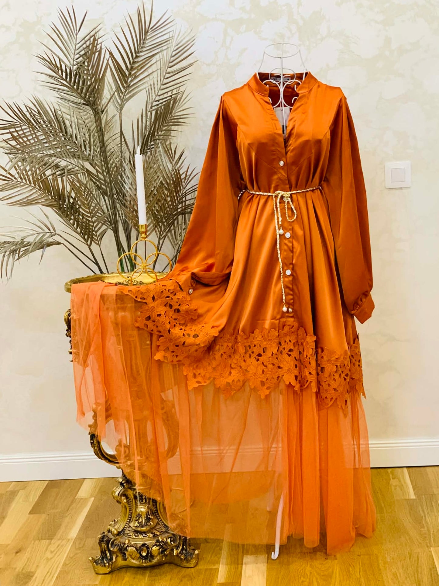 Orange dress with lace
