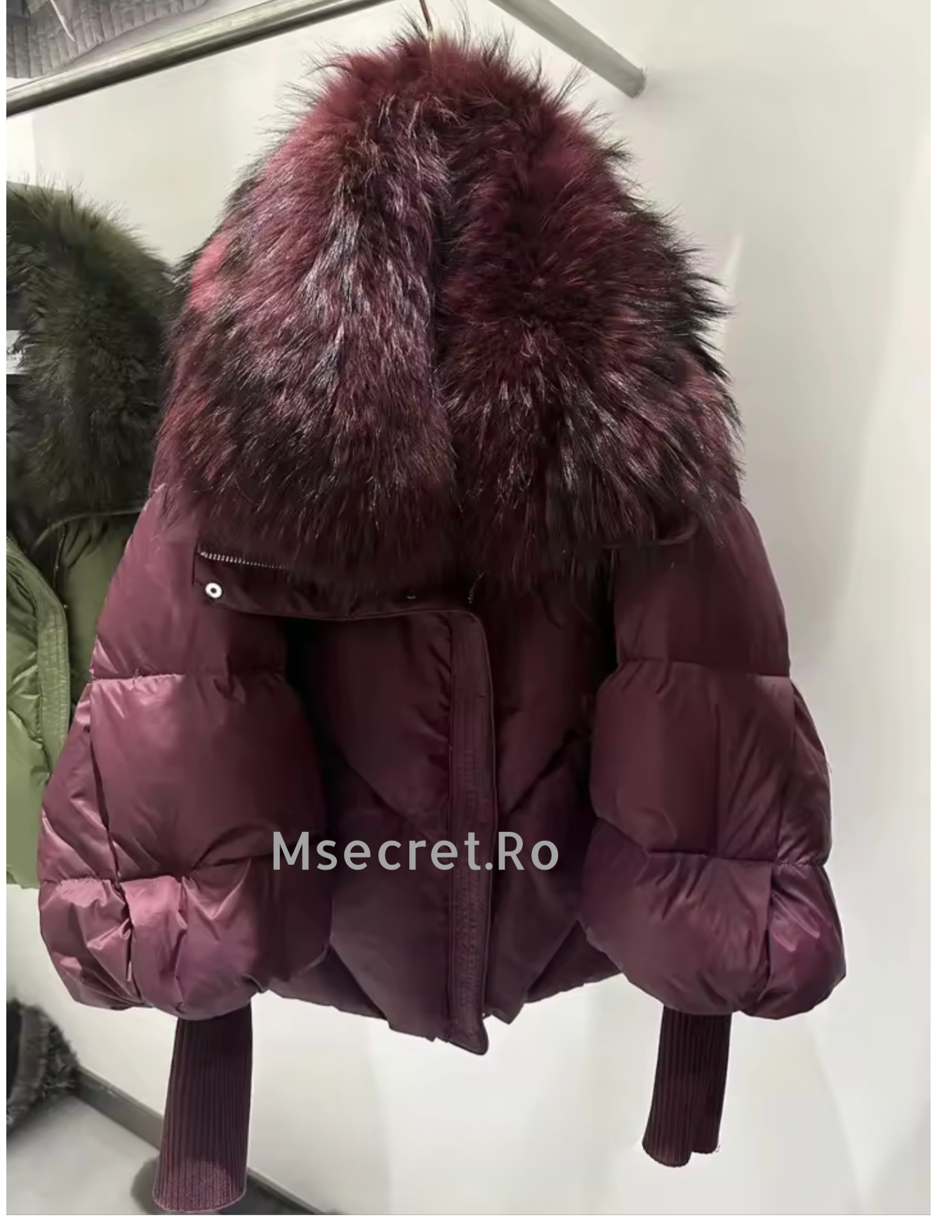 Jacket with natural fur collar