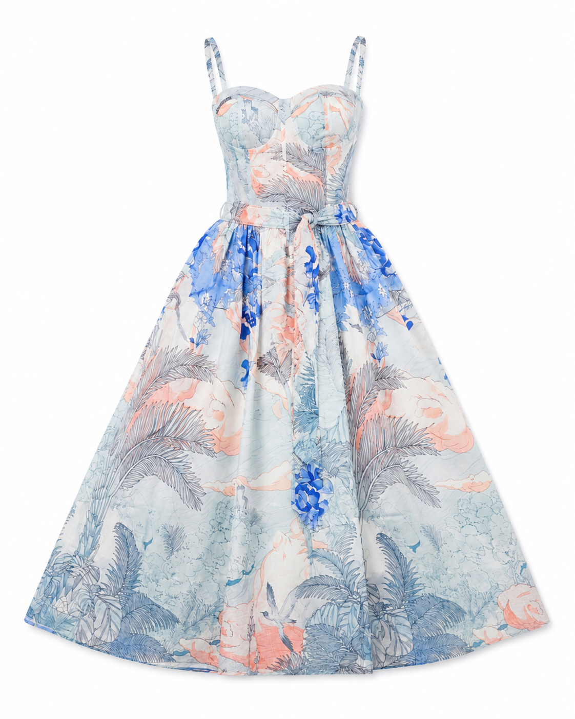 Rochie midi din in cu imprime