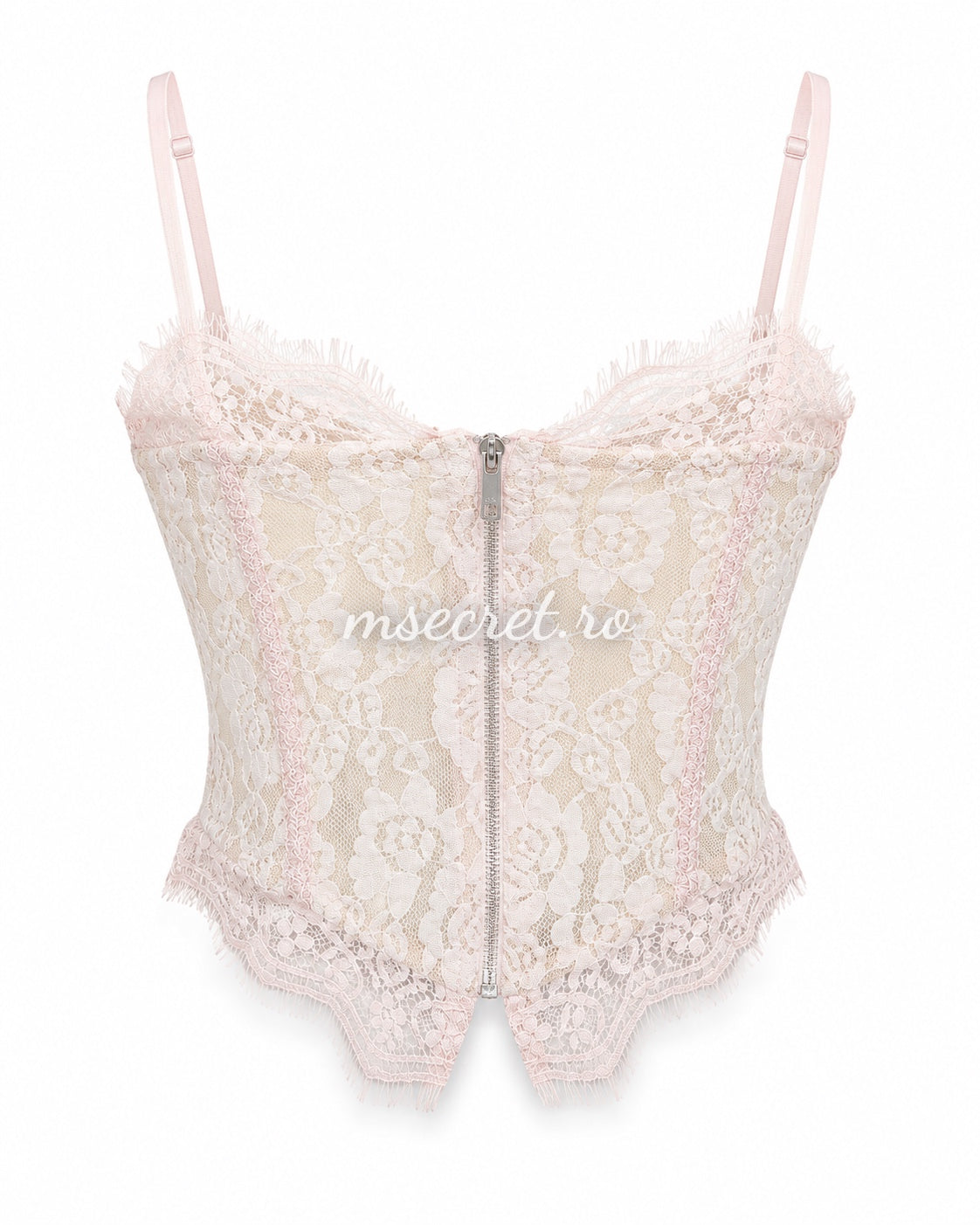 Corset roz din dantela