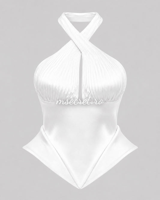 Elegant white satin corset – sculptural cut top