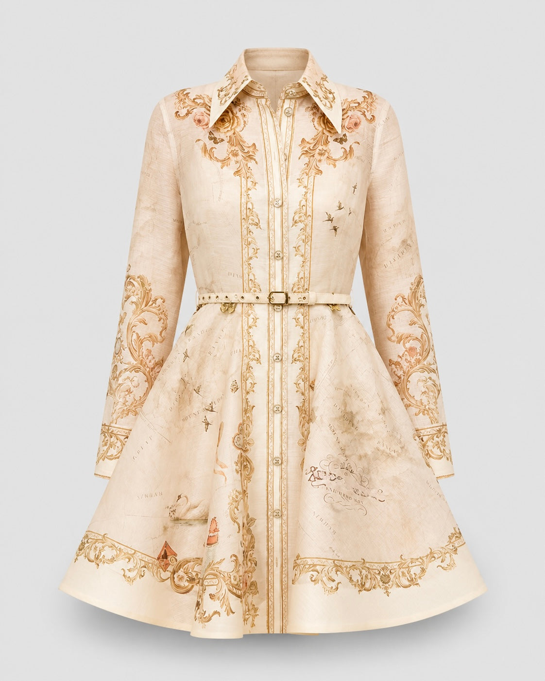Long-sleeved linen dress