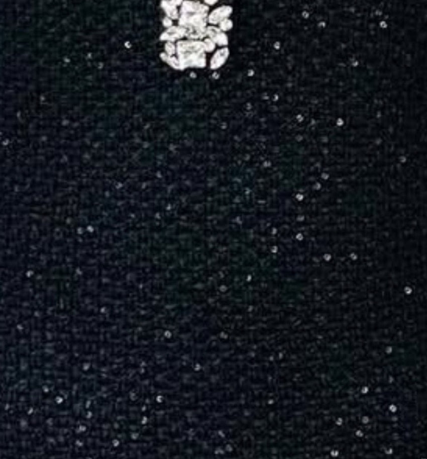 Rochie neagra din tweed cu perle si cristale