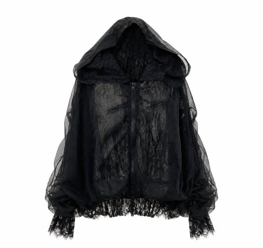 Pink jacket with lace and hood