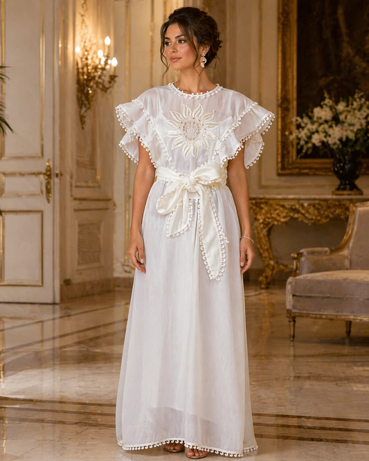 Rochie alba din in Malina