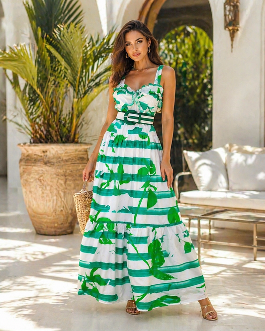 Rochie verde cu bretele