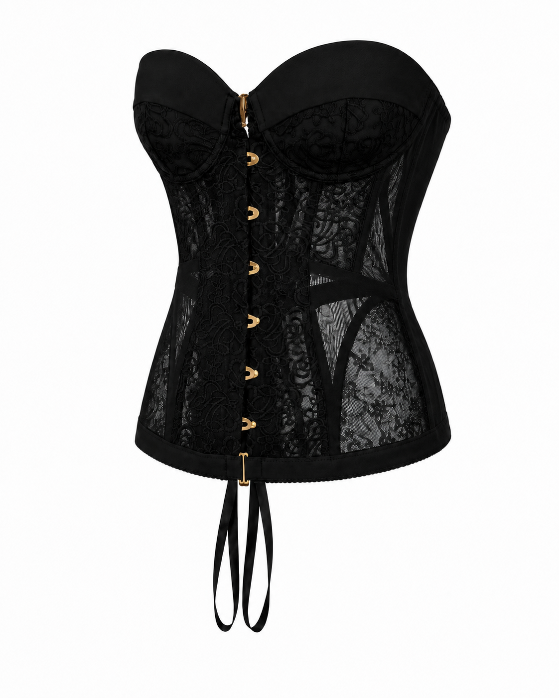 Corset negru din dantela cu cupe