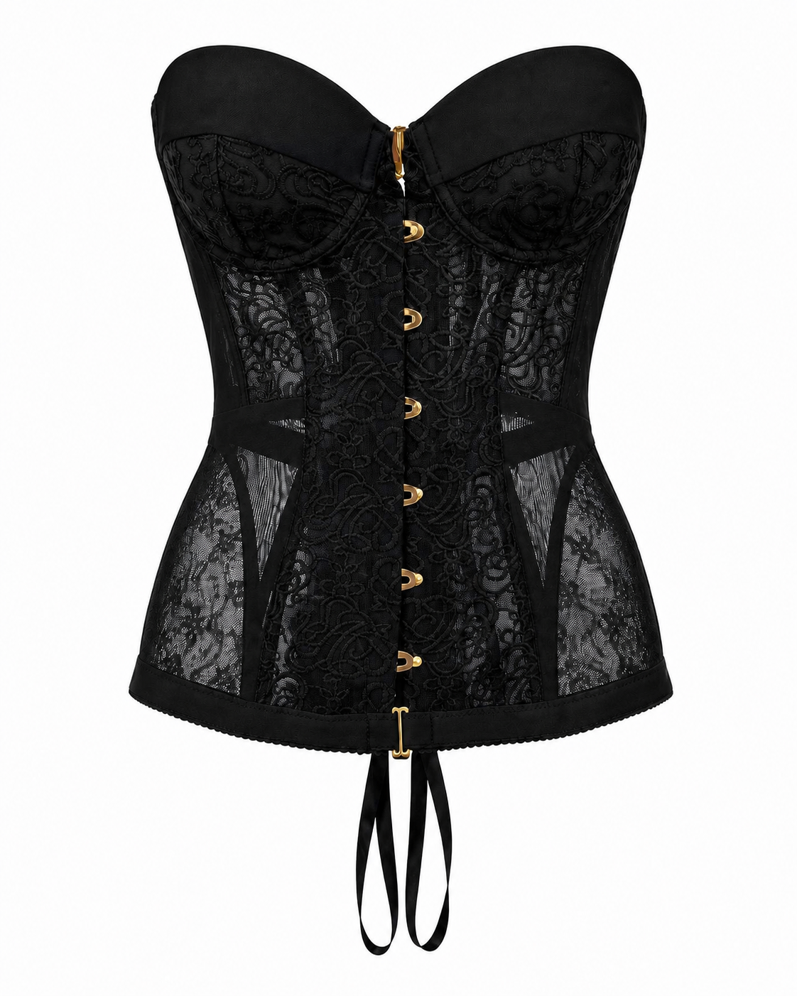 Corset negru din dantela cu cupe