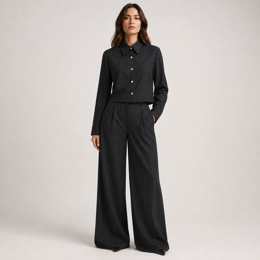 Compleu negru cu camasa si pantaloni lungi MiuM