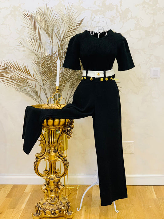 Pantaloni eleganti negri cu talie inalta