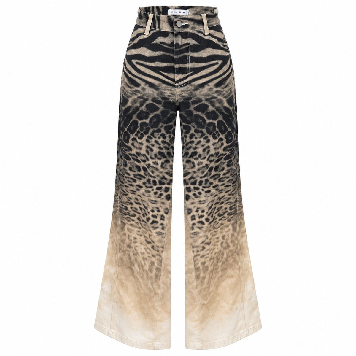 Blugi wide leg cu imprimeu animal in degrade
